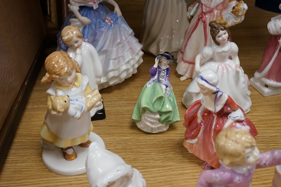 A collection of Royal Doulton figurines to include Bedtime, Goody Two Shoes and Milestone
